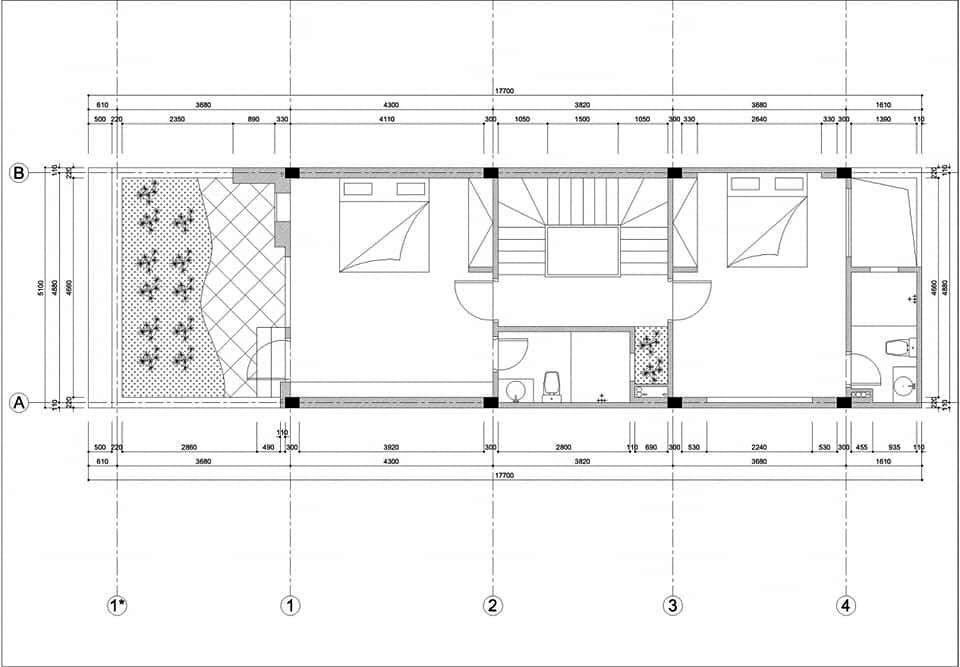 Mẫu nhà phố 4 tầng mặt tiền 5m.