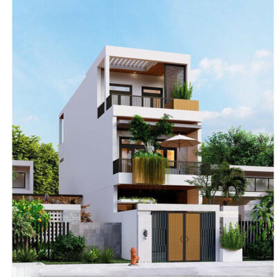 Thiết kế nhà phố đẹp 3 tầng 6Mx20m