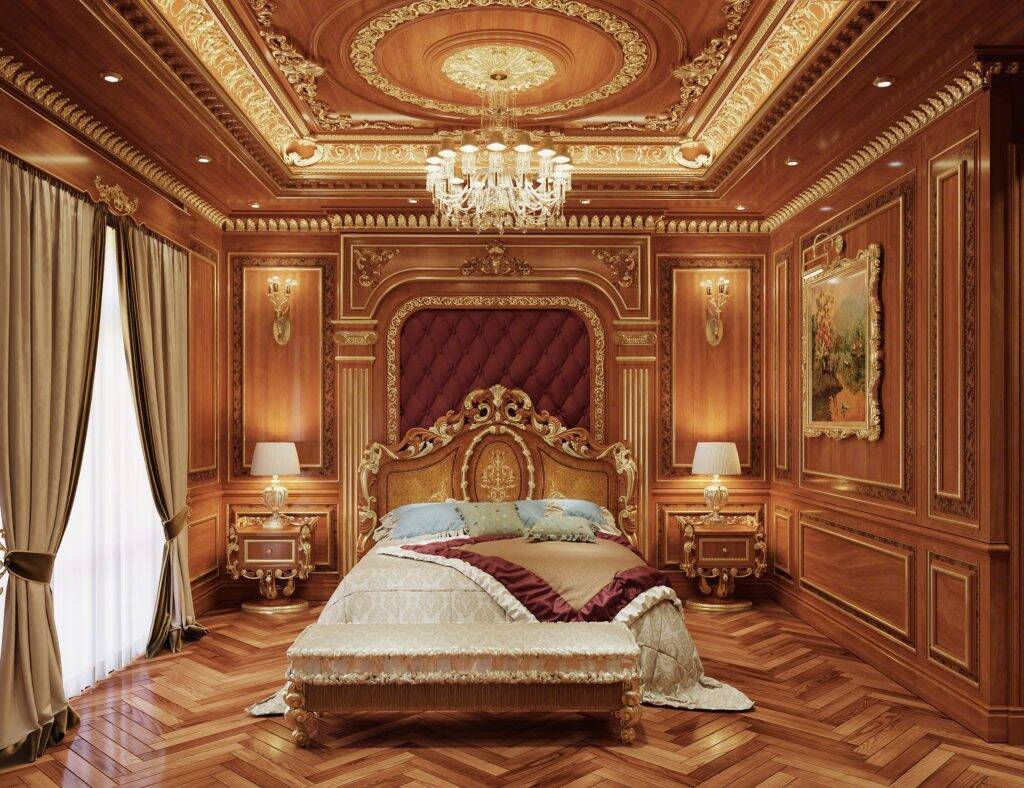 Nội Thất Phòng Ngủ Tân Cổ Điển Gỗ Gõ